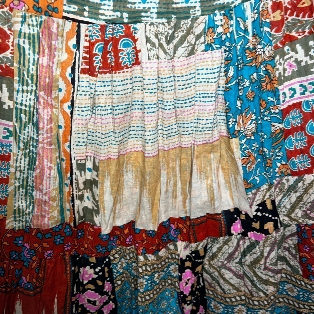 Nwot ▶️ Farm Rio ◀️ Patchwork Colorful Tropical Resortwear Maxi Skirt Size M - Picture 9 of 12